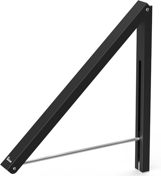 Laundry Room Clothes Rack - Wall Mounted Retractable Folding Clothes Hanger Drying Rack for Laundry Room Closet Storage Organization, Aluminum, Easy Installation (Black)