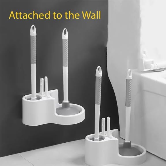 Toilet Plunger Bowl Brush 4 in 1 Combo with Holder Keep Your Bathroom Spotless with Our Toilet Bowl Brush (Set of 1) Number of Item 4