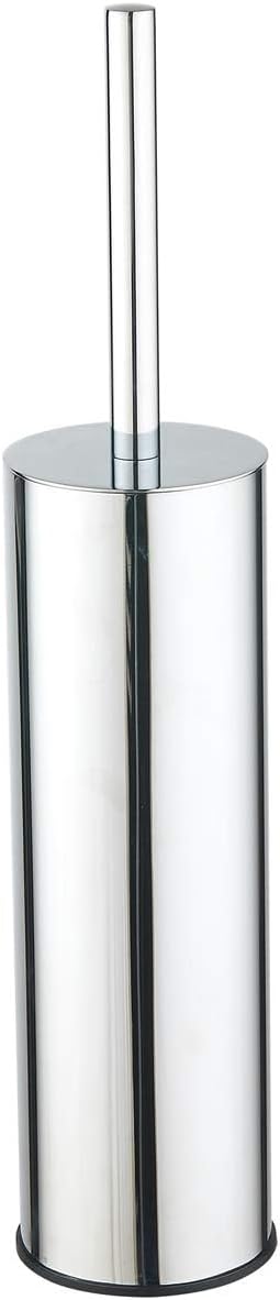 Kelirol Toilet Brush and Holder Set Chrome Stainless Steel, 304 Heavy Duty Round Toilet Brush Set – Rust Resistant, Long Handle, Replacement Heads, Floor Standing Bathroom Toilet Cleaning Brush