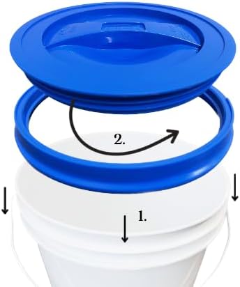 House Naturals 2 Gallon Food Grade - BPA Free Made in USA Buckets Lime Color pails with Screw On Gasket Lids (1, Lime - Blue lids)