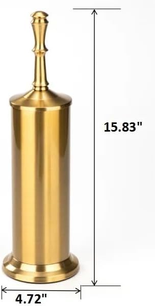 J&V TEXTILES Industrial Toilet Brush, Toilet Bowl Brush with Extra Long Handle Durable Bristles Toilet Scrubber and Covered Holder for Toilet Brush Set (Aged Brass)