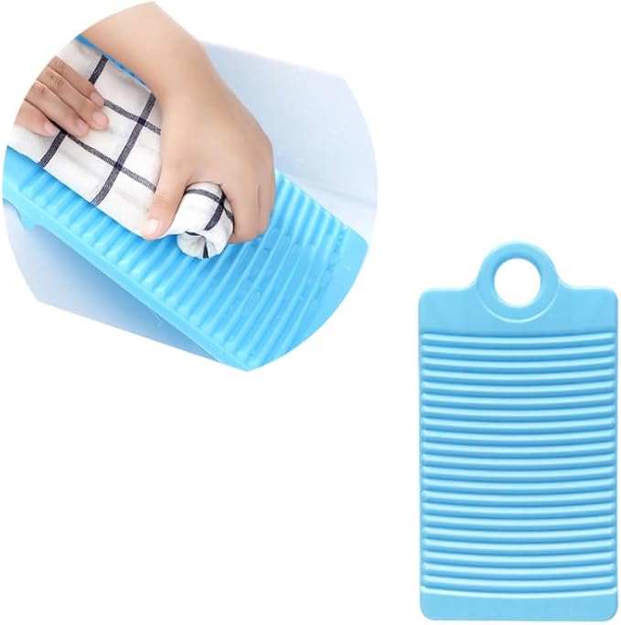 Veemoon Mini Laundry Washing Board Portable Plastic Hand Washing Board Household Washboard Clothes Wash Scrubbing Tool for Travel and Home Manual Clothing Clean (12.4x6.6 Inch, Blue)