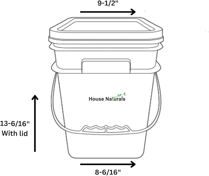 House Naturals 4 Gallon Square Food Grade Plastic Bucket with Lid, Made in USA (Pack of 2) BPA Free (Green)