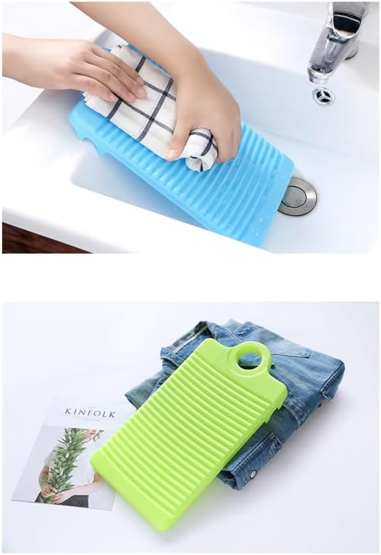 Veemoon Mini Laundry Washing Board Portable Plastic Hand Washing Board Household Washboard Clothes Wash Scrubbing Tool for Travel and Home Manual Clothing Clean (12.4x6.6 Inch, Blue)