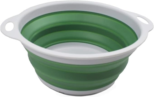 SAMMART 2.6L (0.68 Gallon) Collapsible Tub - Foldable Dish Tub - Portable Washing Basin - Space Saving (Grey/Dark Sea Green, 1)