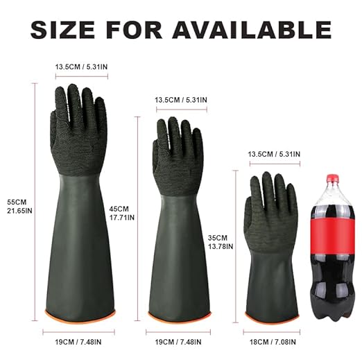 North Tower Chemical Resistant Gloves Rubber Heavy Duty Glove Work With Waterproof Gloves For Mens （14in,1 pair）