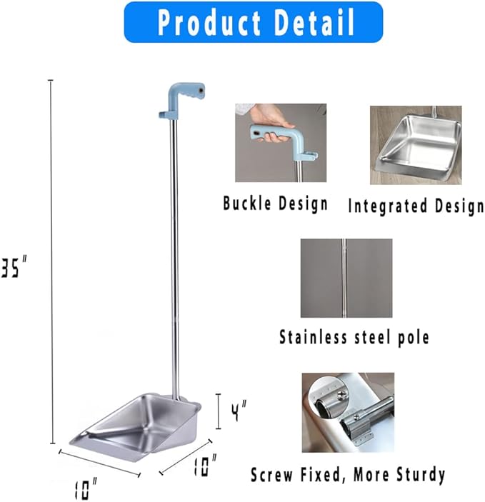 YONILL Broom and Dustpan Set for Home - Indoor Broom and Dust Pans with Long Handle, 52" Indoor Broom with 38" Heavy Duty Metal Dust Pan Set Combo for Home Kitchen, Garage, Office and Lobby Use