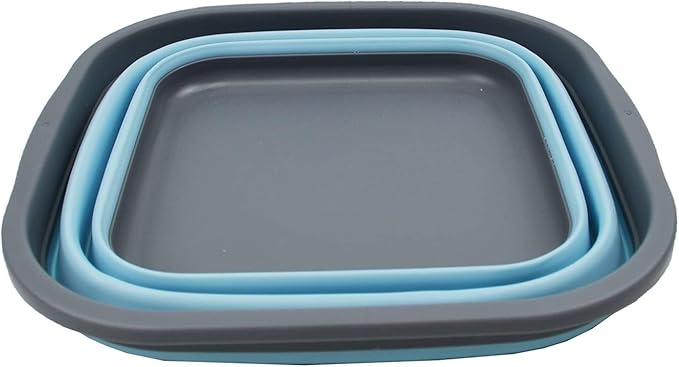 SAMMART 5.5L (1.4 Gallons) Collapsible Tub - Foldable Dish Tub - Portable Washing Basin - Space Saving Plastic Washtub (Grey/Sea Angel)