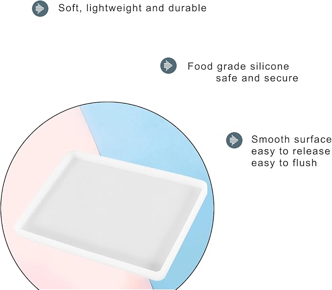 2pcs 7x5 inch Resin Tray Molds, Rectangle Silicone Molds, Flat Concrete Molds Resin Epoxy Silicone Board Molds for Resin Epoxy DIY, White