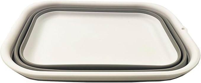 SAMMART 12L (3.17 Gallon) Collapsible Tub - Foldable Dish Tub - Portable Washing Basin - Space Saving Plastic Washtub (1, White/Grey)