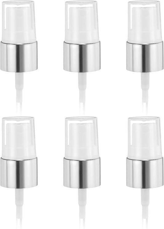 uxcell 6 Pcs Silver White Spray Top, 18/410 Fine Mist Sprayer Reusable Replacement Spray Bottle Pump Plastic Top for Cosmetic Perfume and Body Sprays Bottle