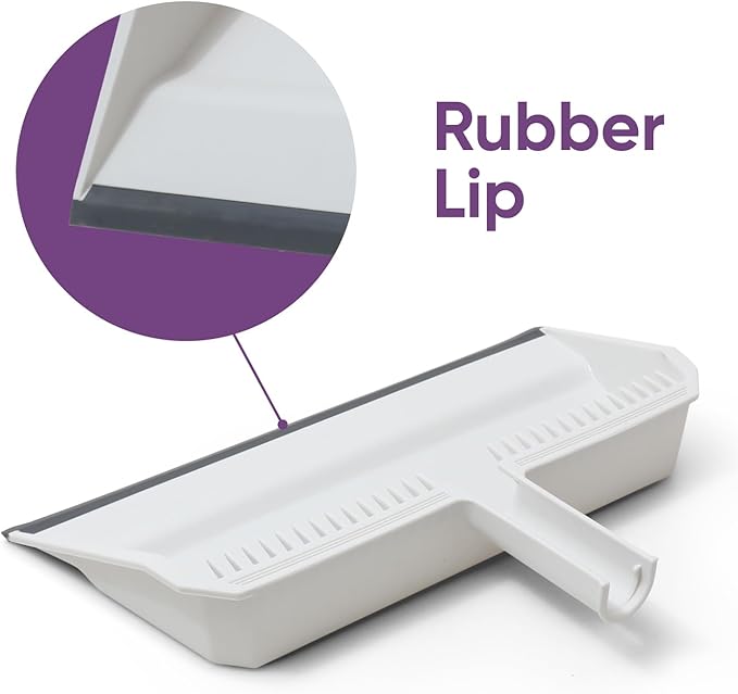 Superio 2-Pack Wide Plastic Dustpan with Comb - 16" Wide, Rubber Lip, Broom Handle Clip, White