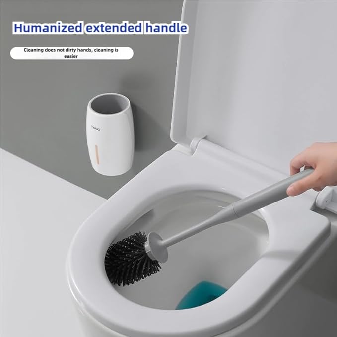 Modem Wall Mounted Toilet Brush and Holder Set Self Cleaning Bowl Toilet Brush with Soft and Durable Bristles for Bathroom Cleaning, Can Standing (White Grey)