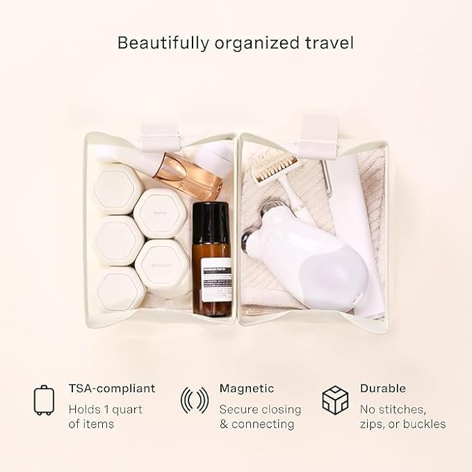 Cadence Parcel - Clear Dopp Kit with Magnetic Closure - Durable and Leak-Resistant Travel Toiletry Kit - TSA-Compliant & Modular Design - Hygiene Bag for Travel Essentials - .5 Qt - Pebble