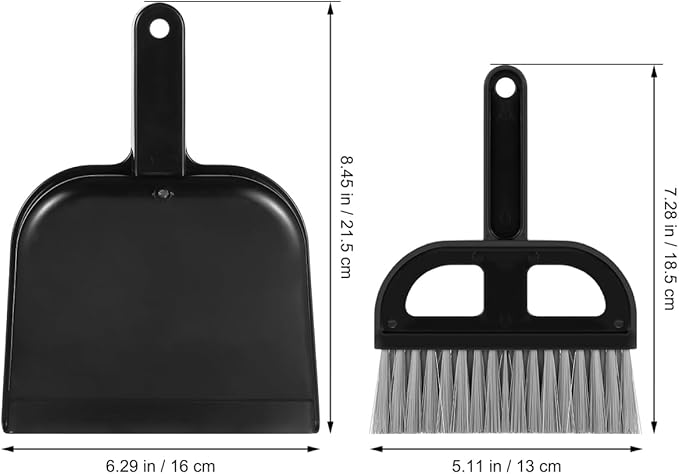 Ipetboom Keyboard Cleaning Brush and Mini Dustpan Set Compact 2-Piece Desktop Cleaning Tool for Laptops Keyboards Drawers and Small Spaces Black 8.46 X 6.29 Inches