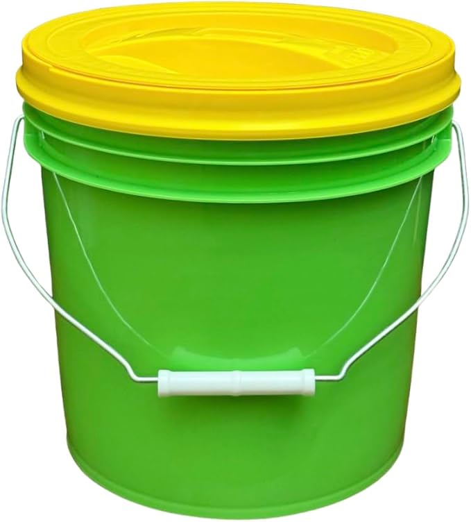 House Naturals 2 Gallon Food Grade - BPA Free Made in USA Buckets Lime Color pails with Screw On Gasket Lids (4, Lime - Yellow lids)