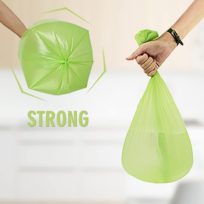 5 Gallon Biodegradable Garbage Bags - Inwaysin 100 Count Unscented Compostable Trash Bags Leakproof & Tear Resistant Wastebasket Liners Fit for Kitchen Pet or Diaper Pail, 5 Rolls, Clear Green