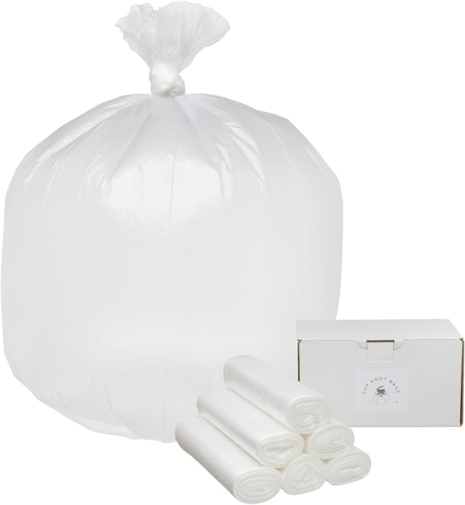 Top Knot Bags 45 Gallon Garbage Trash Bag 40X48" Clear 150 Count Can Liner Bulk 40 Gallon 41 Gallon 42 Gallon 44 Gallon Made in USA