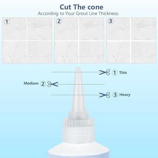 17.64 oz Tile Grout Repair Kit - Grout Filler, Fast Drying Sealer Waterproof Paint with Silicone Trowel Scraper, Restore & Renew Bathroom Shower Kitchen Floor Tile Joints, Line, Gaps (White)