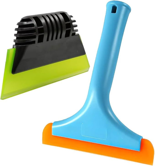 Cotonlake Window Tint Tool All-Purpose 6" Silicone Cleaning Squeegee 5 inch Handy Small Rubber Window Squeegee Auto Water Blade for Car Windshield, Window, Mirror, Glass Door,Shower(Green and Orange)