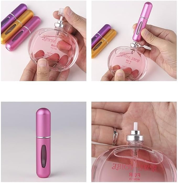 Portable Perfume Storage Bottle Refillable atomizer spray compact travel size up to 70 sprays easy refill fine mist TSA approved leak proof (Gold)