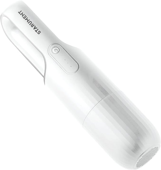 Starument Handheld Vacuum Cleaner - Cordless Vacuum Cleaner for Cleaning Dust, Dirt, Pet Hair Suction - Compact, Rechargeable & Wireless Device for Home, Office, Car - USB-C Cable (White)