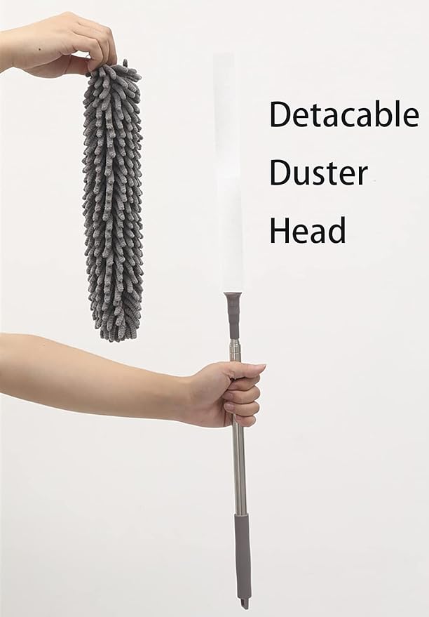 Eaves Brush and Pole - Cobweb Duster and Extension-Pole Combo 20 Foot Reach, Hand-Packaged, Lightweight, 3-Stage Aluminum Pole, Indoor & Outdoor Use Brush Attachment