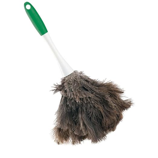 Libman Commercial 239 Handheld Feather Duster, Polypropylene and Sanoprene Handle, 13" Total Length, Green and White Handle (Pack of 6)