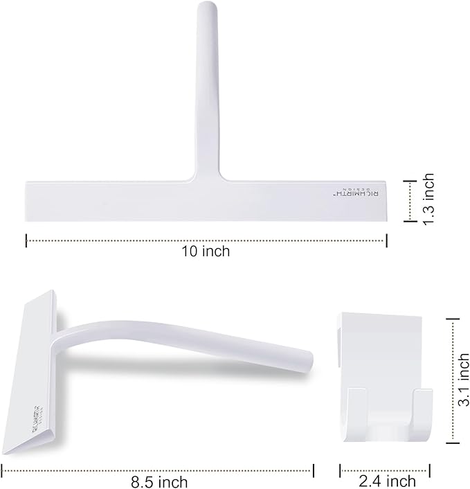 Shower Squeegee for Glass Doors, 10 Inch Width Silicone Rubber Blade Squeegee Window Cleaner Tool Squeegee for Shower Glass Doors Bathroom Mirror Car Window Tile - White (White)
