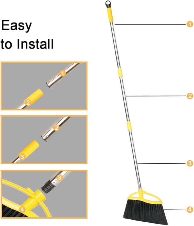 Soft Bristles Broom Indoor Angle Broom with Long Handle Soft Floor Sweeping Brooms Kitchen Broom