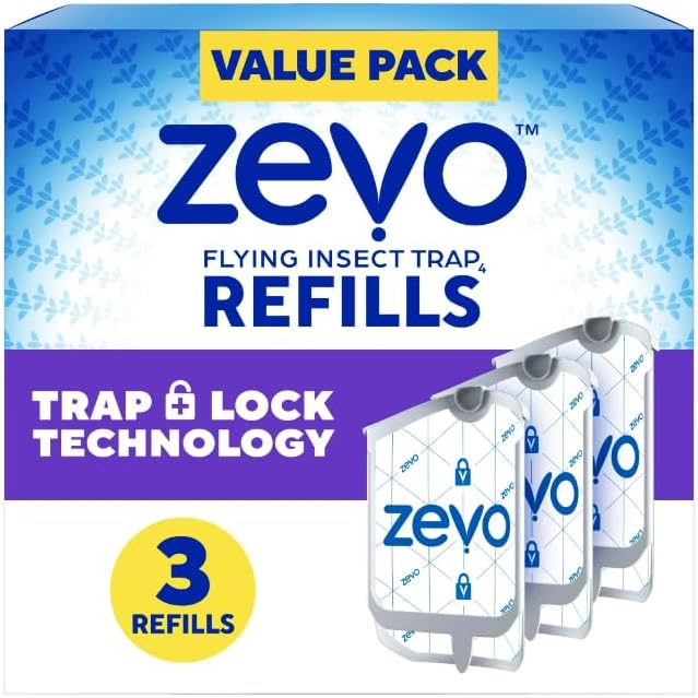 Zevo 3 Refill Cartridges – Indoor Plug-in Fly Trap Refills for Flies, Gnats, Fruit Flies & Moths
