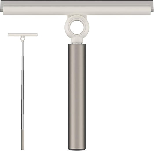EHOMGUI Extendable Shower Squeegee for Glass Doors, Shower Squeegee with 10-Inch Silicone Blade, Telescoping Handle for Windows and Shower Glass, Silver