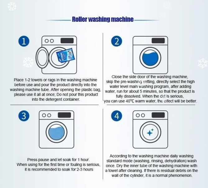 Powerful Stain Remover Washer Tank Cleaner, Washing Machine Deep Cleaner Front Loader Top Load, Heavy Duty Stubborn Stain Cleaner, Household Descaler For Drum, Tub & All Internal Parts (3PC)