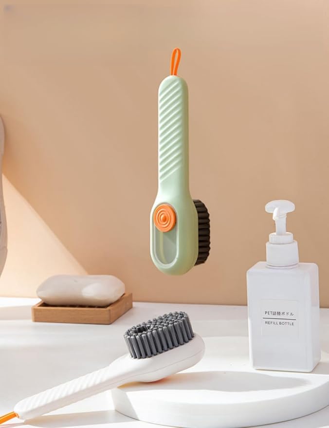 luvilly2Pack Multifunctional Laundry Brushes, Cleaning Brush with Soap Dispenser,Scrub Brush with Soap Dispenser,for Bathroom (Green and White)