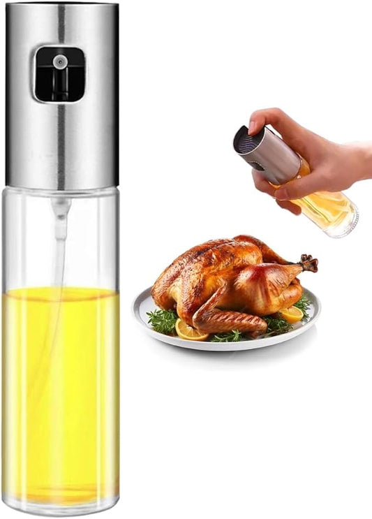 VIGOR PATH Oil Sprayer Mister - 100ml Stainless Steel Cooking Oil Sprayer Bottle for Air Fryer, BBQ, Salad, Baking, and Roasting - Refillable Oil, Vinegar, Sprayer for Kitchen Gadgets - Pack of 1