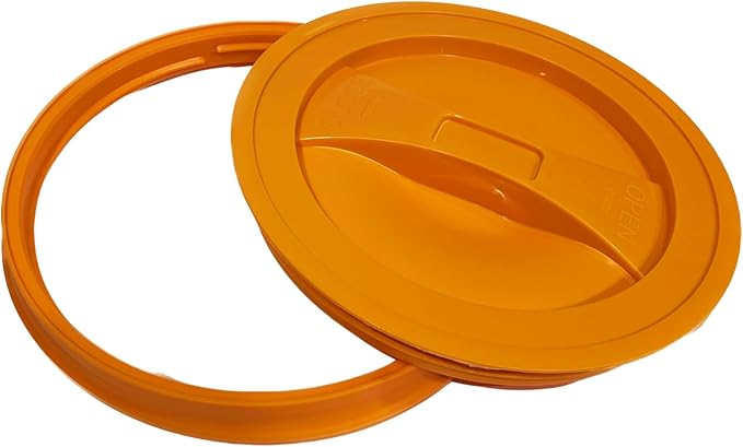 House Naturals 2 Gallon Food Grade - BPA Free Made in USA Buckets Lime Color pails with Screw On Gasket Lids (2, Lime - Orange lids)