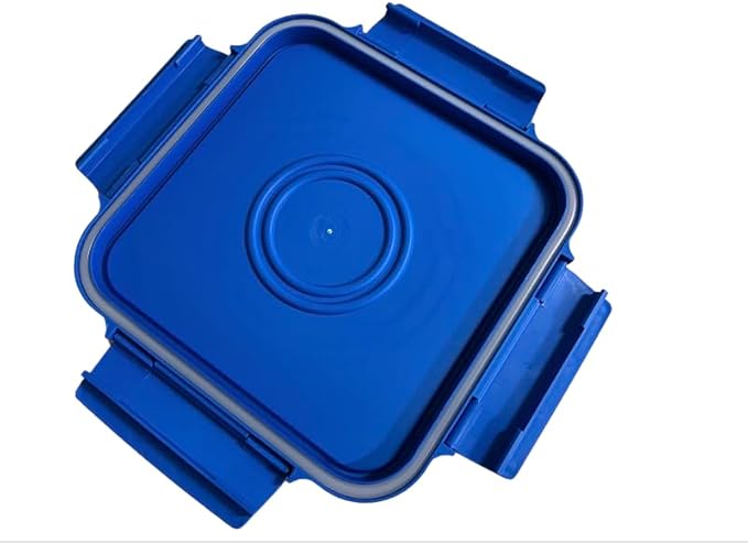 House Naturals 4 Gallon Square Bucket Pail with Plastic Handles and Blue Lid (3 Pack)