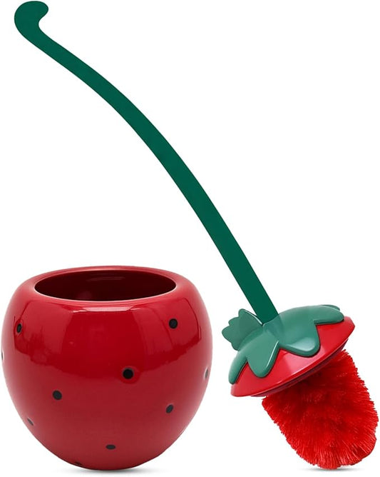 Deep & Sturdy Toilet Bowl Brush with Holder - Strawberry Bowl Brush - Durable Scrubbing - Toilet Cleaners - Household Essentials - Bathroom Cleaner - Cleaning Supplies - Household Supplies