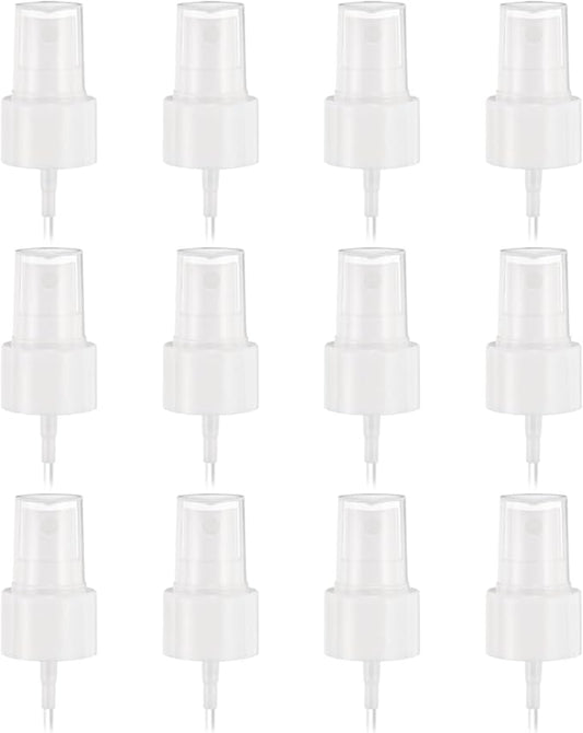 uxcell 12 Pcs White Spray Top, 24/410 Fine Mist Sprayer Reusable Replacement Spray Bottle Pump Plastic Top for Cosmetic Perfume and Body Sprays Bottle