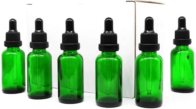 YIZHAO Green Glass Dropper Bottle 1oz, Tincture Bottles with Glass Dropper, for Essential Oils, Aromatherapy, Cosmetic, Laboratory, Pharmacy, Liquids, Travel –12 Pcs