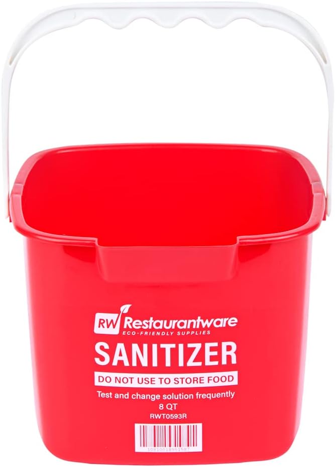 Restaurantware RW Clean 8 Quart Cleaning Bucket 1 Detergent Square Bucket - With Measurements Built-In Spout And Handle Red Plastic Utility Bucket For Home Or Commercial Use