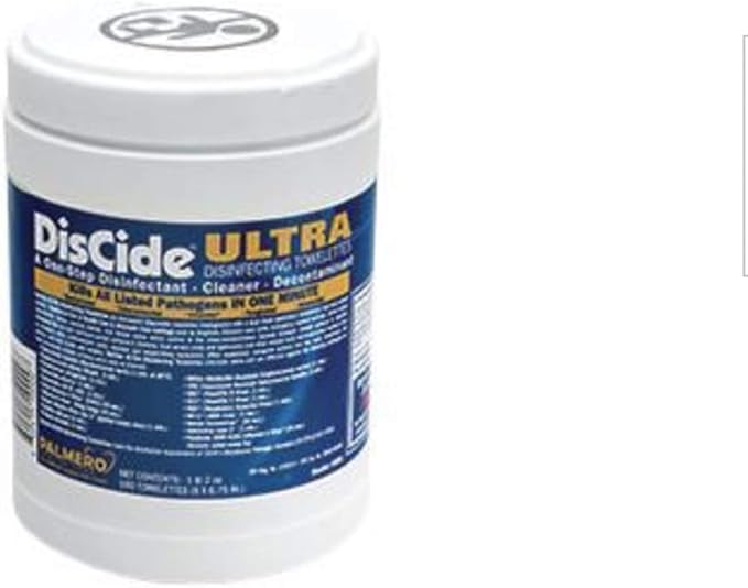 PT# -60DIS PT# # 60DIS- Disinfectant Towelette Discide Ultra Small 6x6-3/4" 160/Pk by, Palmero Sales Co Inc