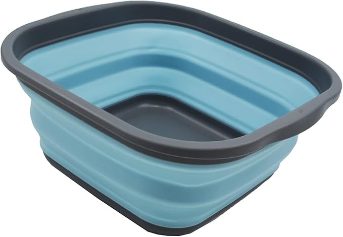 SAMMART 5.5L (1.4 Gallons) Collapsible Tub - Foldable Dish Tub - Portable Washing Basin - Space Saving Plastic Washtub (Grey/Sea Angel)