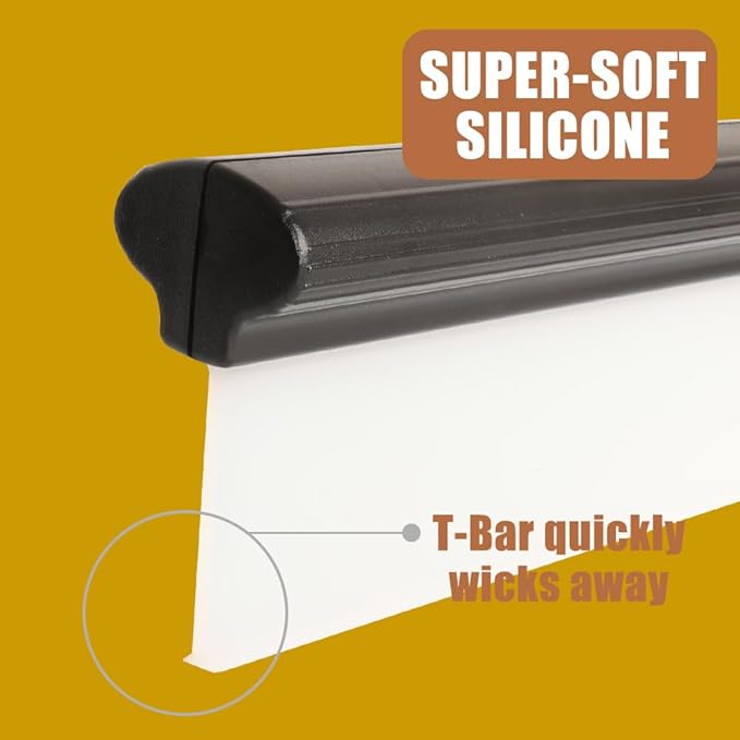 Car Squeegee,12 inch Silicone Squeegee, 2 Pack Automotive Water Wiper for Car Drying,Flexible T-Bar Water Blade for Car,Windshield,Glass,Window,Mirror,Bathroom,Auto Squeegee (Yellow+Black)
