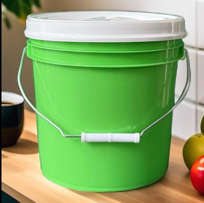 House Naturals 2 Gallon Food Grade - BPA Free Made in USA Buckets Lime Color pails with Screw On Gasket Lids (2, Lime - White lids)