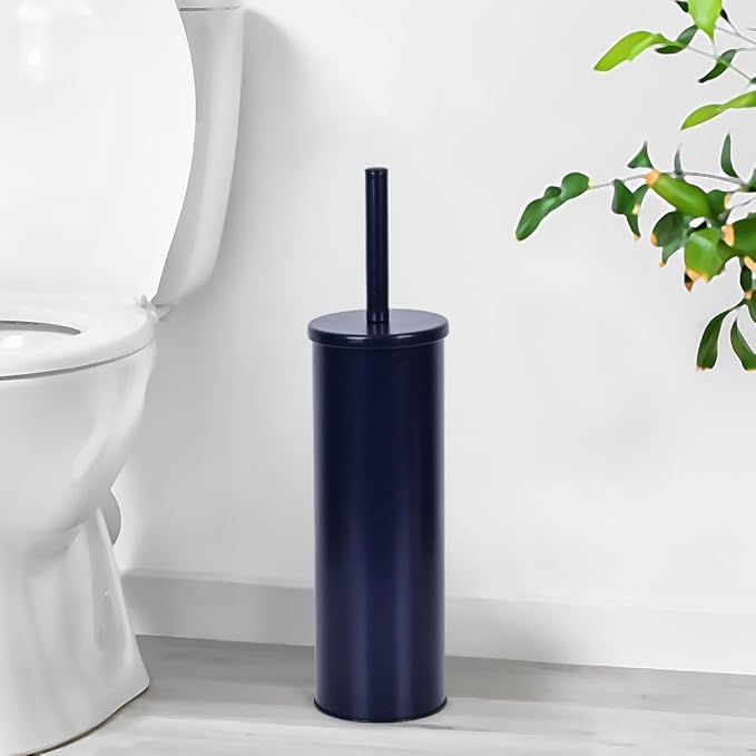 Deep & Sturdy Toilet Bowl Brush with Holder - Durable Scrubbing - Toilet Cleaners - Household Essentials - Bathroom Cleaner - Cleaning Supplies - Household Supplies, Matte Navy