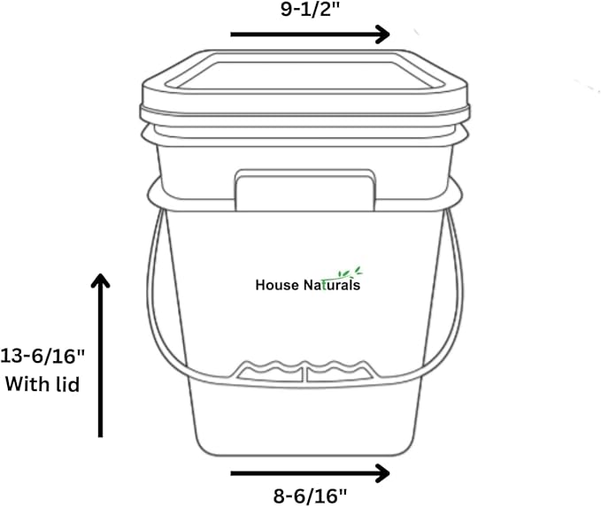 House Naturals 4 Gallon Square Bucket Pail with Plastic Handles and Blue Lid (3 Pack)