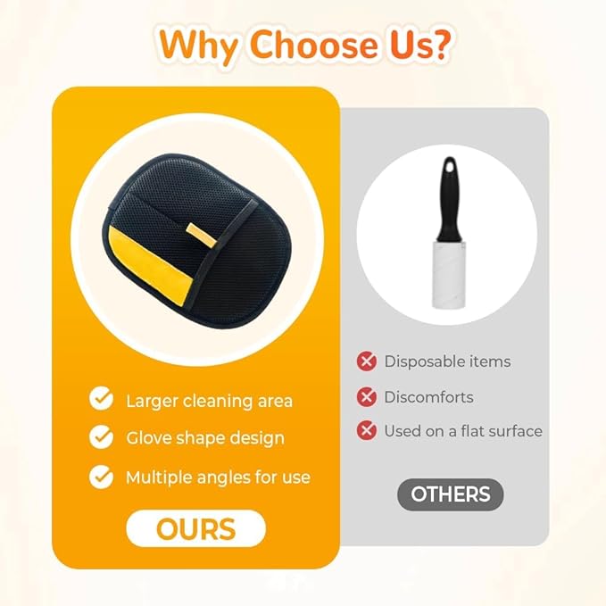 KOURRTER Pet Hair Removal Glove for Cats & Dogs, Upgraded Thickened Double Sided Grooming Glove, Powerful Cat Grooming Gloves, Reusable Hair Remover Glove for Couch, Furniture, Carpet, Curtain (1pcs)