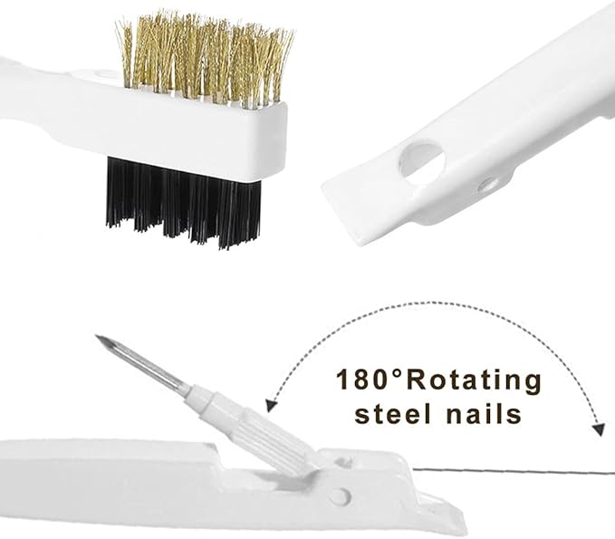 Kitchen Cleaning Scrub Brush - Deep Gas Stove Brass Wire Brushes with Stiff Bristles & Cooktop Scraper, Scrubber for Range Hood Grease Grime, Rust Cleaner for Pot Pan, Household Cleaning Tools