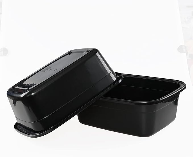 Ramddy 2 Pack 18 Quart Plastic Washing Basin Tub, Black Rectangle Dish Pan